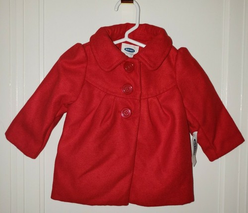 NWT Old Navy Baby Girl Red Pea Coat 6 