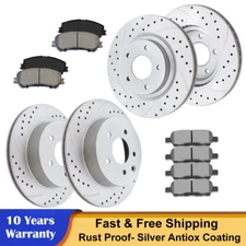 Front Rear Drilled Rotors Brake Pads Kit for 2014 - 2015 2016 2017 Nissan Rogue