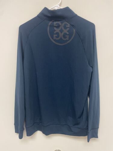 G/Fore Maglione Uomo Medium M 1/4 Zip Blu Elasticizzato G4 Logo Stampa Luxe $155 - Foto 2 di 8