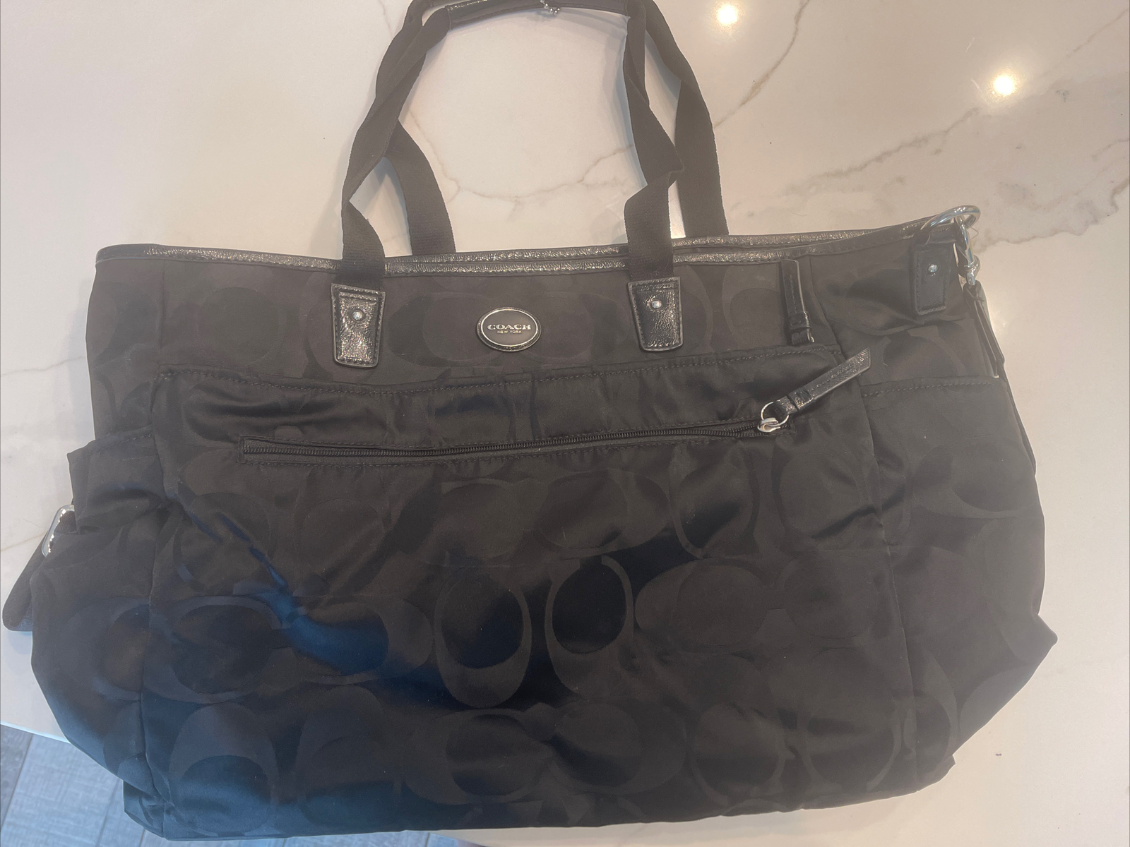 Coach Black Signature Nylon Diaper Bag Tote Bag F7757… Gem