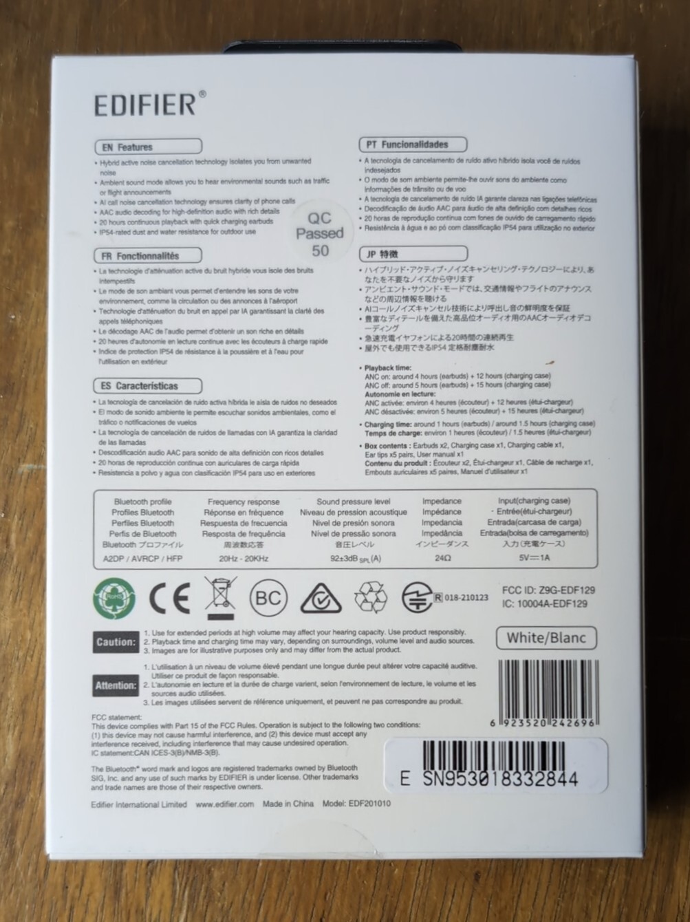 Écouteurs Edifier TWS330 avec réduction de bruit active et design ergonomique
