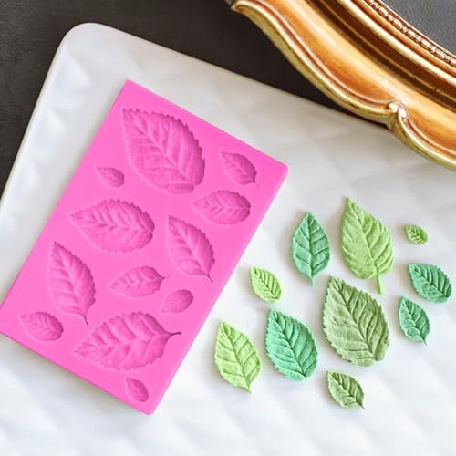 Moldes de silicona en forma de flor y hoja de 5 piezas para decoración de pasteles, chocolate - Imagen 8 de 8