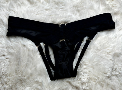 RARE  Honey Birdette ELVIS  Black and Gold Cheeky Backless Brief XS