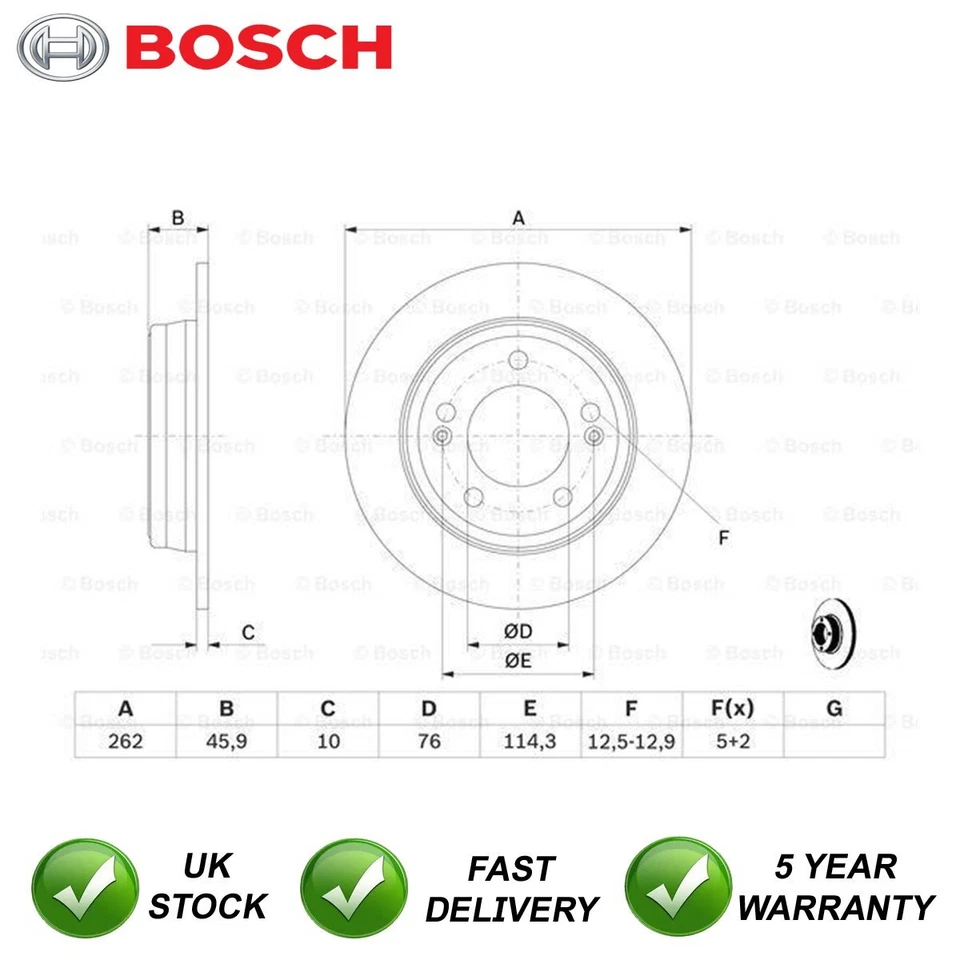 Brake Disc Rear Bosch Fits Hyundai i30 Kia Cee'D Pro + Other Models - Image 4 of 4