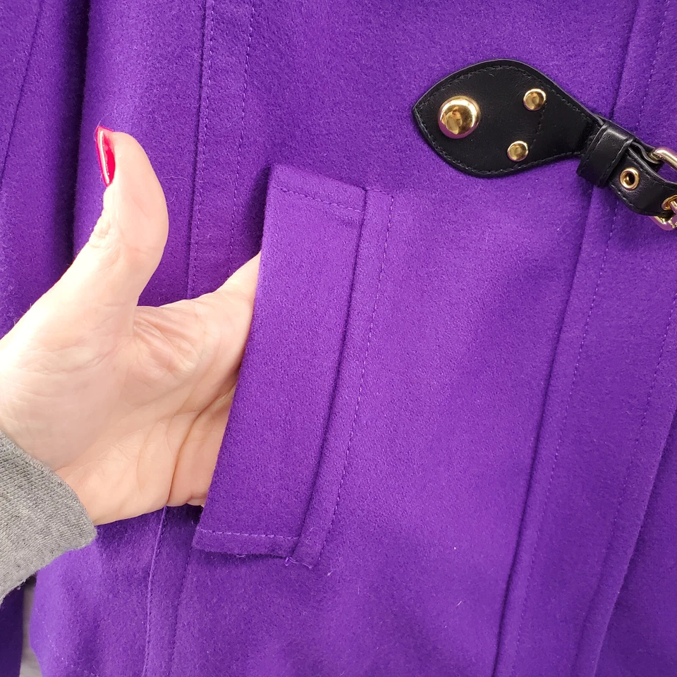 Abrigo JUICY COUTURE Pea para mujer mediano capucha de piel sintética Y2K vintage mezcla de lana Foto 3 de 4