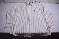 Vintage Panhandle Slim Pearl Snap Shirt White Striped Long Sleeve Sz L 17x35