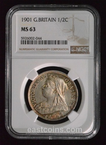 NGC MS63 1901 Großbritannien Königin Victoria silber halbe Krone