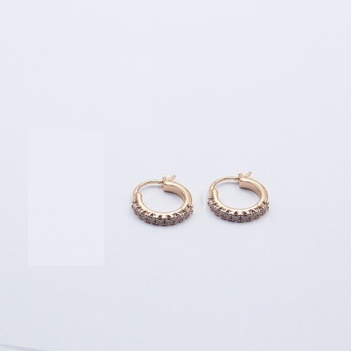 Women White Gold Plated Silver Gold CZ Round Huggie Hoop Earrings 17mm PE54 - Picture 11 of 15