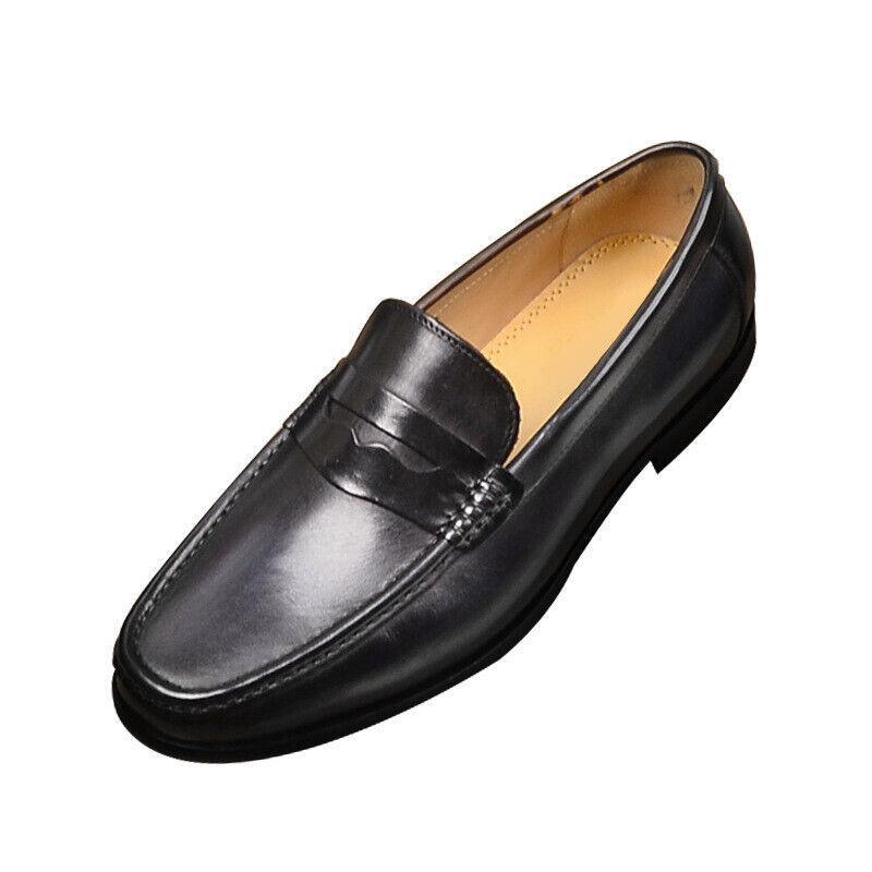 SAOLA Men's Leather Slip On Round Toe Shoes Casual Business Work Outdoor Dress Loafers