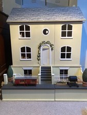 Dolls House Yellow Painted Cottage, Basement and Full Set of Furniture