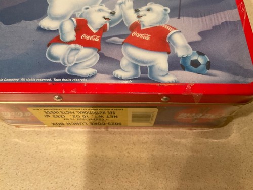1998 Coca Cola Polar Bear Tin Metal Lunch Box W/ Confection - New/Sealed - Picture 8 of 9