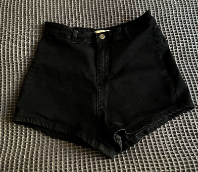 DTT Jeansshorts Stretch mit hohem Bund in Schwarz Gr. 36 S Neu