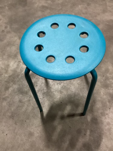 IKEA MARIUS Stool, Blue 17 3/4" Alloy Steel Kitchen Bar Dining Stackable Stool - Picture 2 of 7