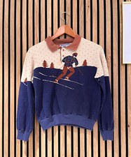 Vintage 1980s All-Over Print Skier Snow Landscape Sweatshirt