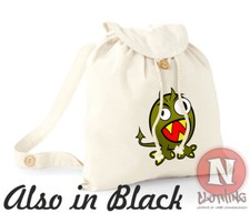 Vert Monster Sac à Dos Effrayant Vacances École Collège Coton Bio Jour Sac