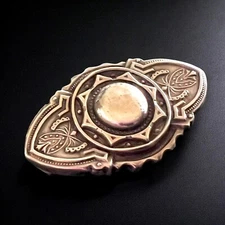 Victorian Sterling Silver Brooch Floral Etruscan Revival Antique UK 1800s Pin