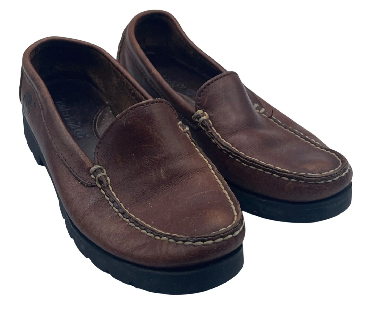 Mocassino Timberland in pelle suola a strappo taglia 6 donna marrone vintage