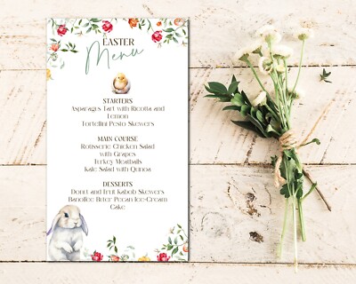 Personalisierte Osterhase Menükarten Tischdeko