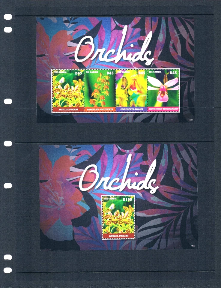 Valor Scott de $17,25 - 2015 GAMBIA Orquídeas 2 s/s Flores África Oeste CV MNH NH UM Foto 2 de 4