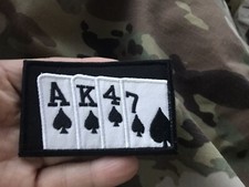 i Love AK47 Poker Cards Gun Rifle Tactical Embroider Hook/Loop Patch ISAF