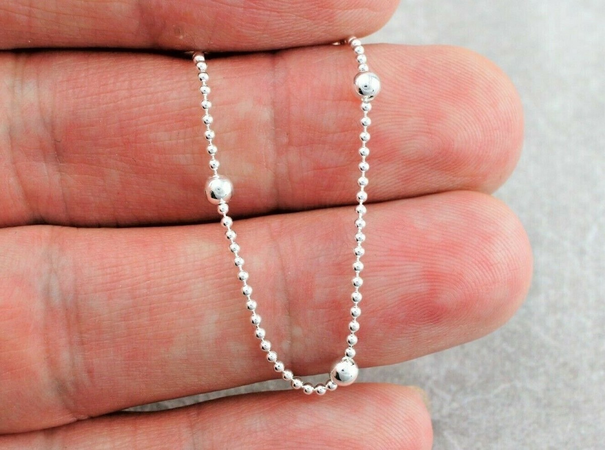 925 Sterling Silver Balls and Bead Chain Bracelet 7