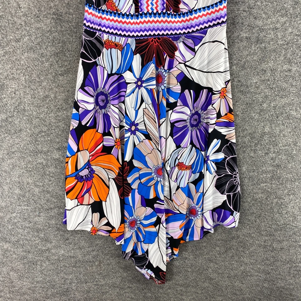 Безымянные производители платье женщин 12 синий цветочный Shift Midi с бретелью через шею без рукавов с подкладкой - Изображение 4 из 4