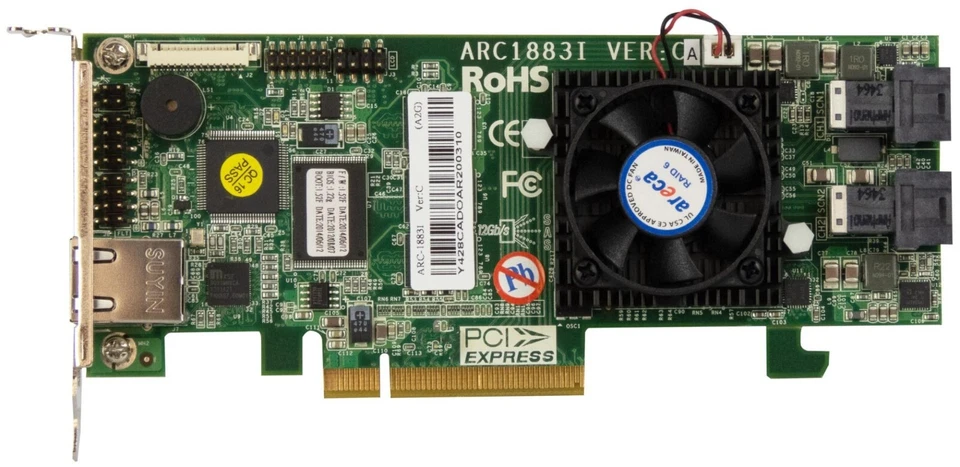 Controller Areca ARC1883I SAS 12Gbps 2GB RAID PCI-Ex8 3.0 2GB DDR3-1866 SDRAM - Image 2 of 2