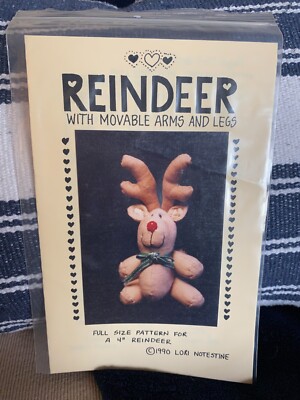 New REINDEEER 4'' Plush Posable Fabric Doll Craft Sewing Pattern Christmas