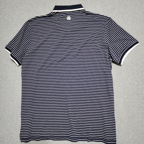 Polo G/FORE uomo XL linea fine manica a fascia tecnica piqué golf a righe blu navy $120 - Foto 10 di 11