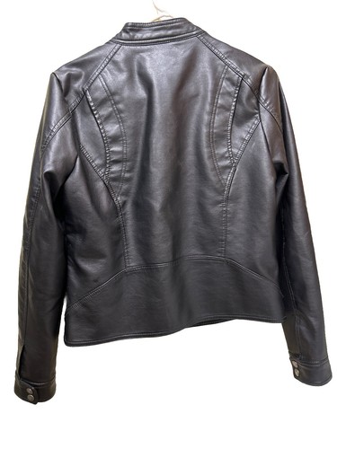 Black  Faux Leather  Jacket kids Biker Large Great Condition - Picture 5 of 5