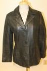 WOMENS ADLER VTG SOFT BLACK LEATHER STITCH TRIM JACKET SZ S