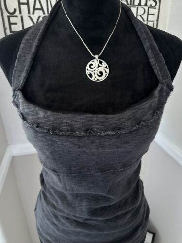 NWT Free People My Reputation Halter Tank Top Exposed Seams Mineral Black $68 L - Picture 6 of 13