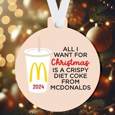McDonalds Diet Coke Christmas Ornament for 2024 | Double Sided Aluminum Ornament