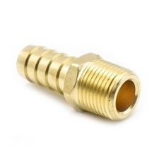 Brass Hose Barb Fitting, Connector, 1/2" Barb X 3/8" NPT Male End - FM68