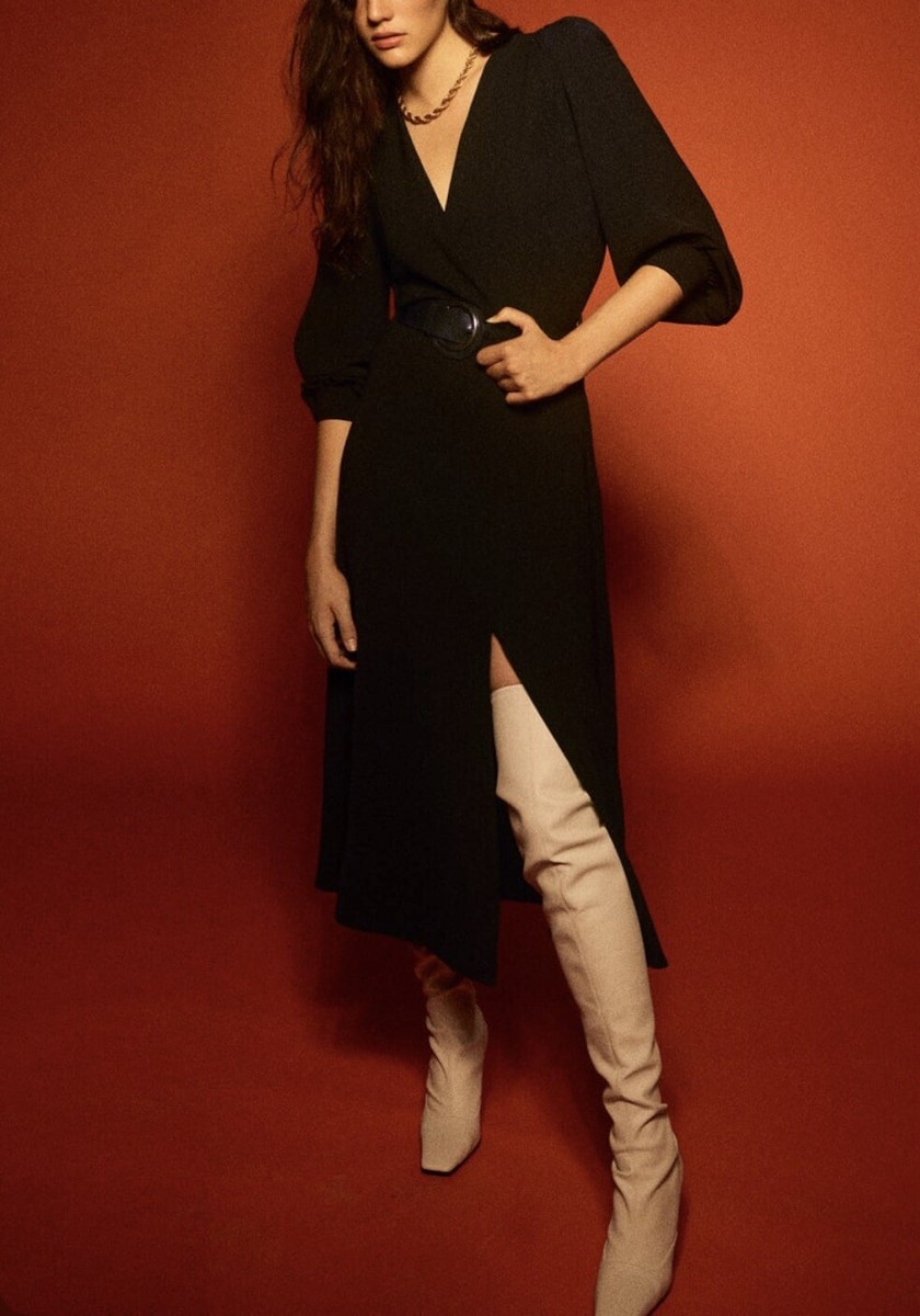 zara black midi dress with belt Zara Limited Edition Black Belted Midi Dress, Size XS