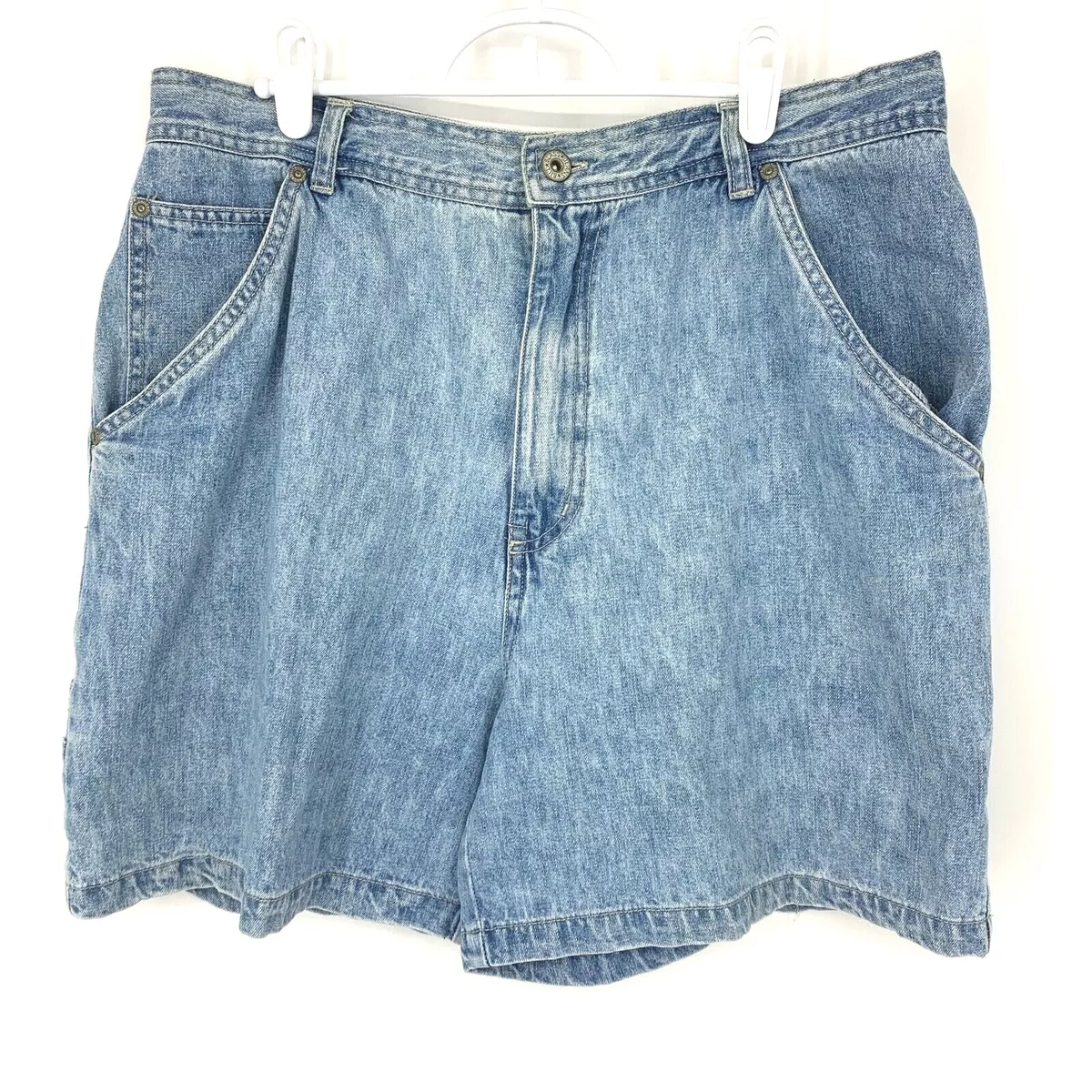 Vintage Bill Blass Womens Denim Carpenter Shorts Size 14 1990s Blue
