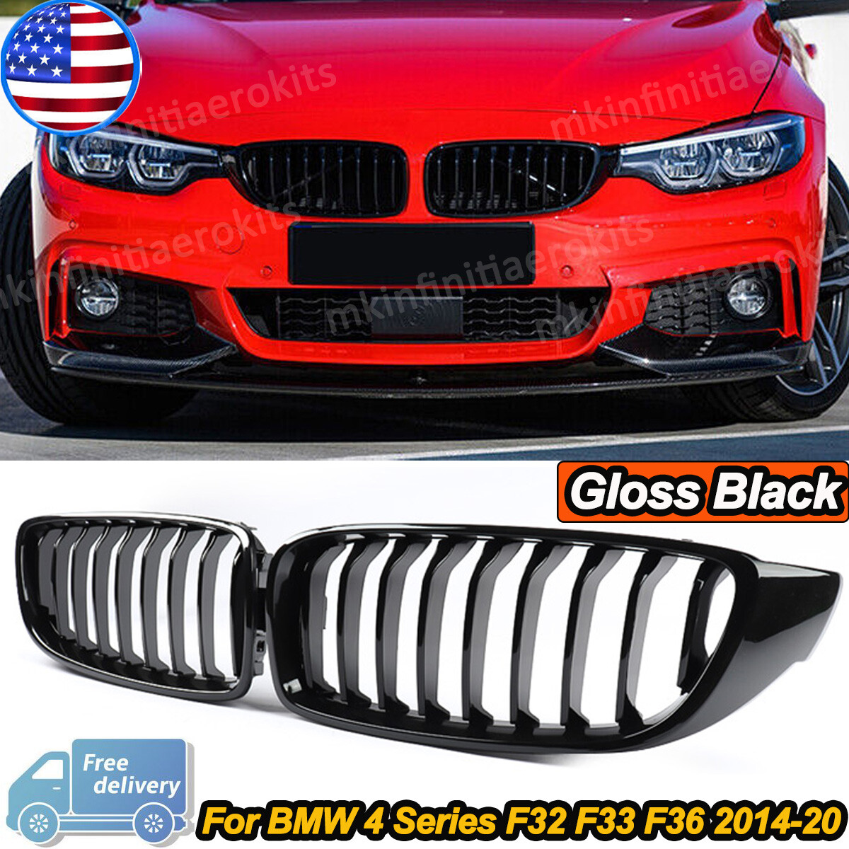 Bmw 428i Accessories Gloss Black ABS Kidney Grille Set For BMW