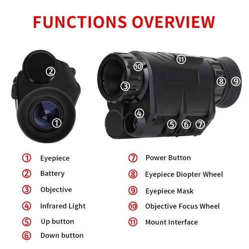NVG30 1920x1080P Monocular Night Vision Goggles WiFi Hunting Observation Helmet - Picture 7 of 16