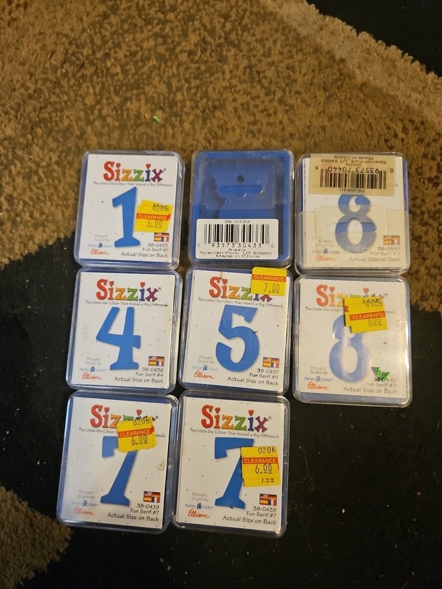 エイトページ Sizzix FUN SERIF Numbers Dies - Scrapbooking Numbers 1/2/4/5/7/7/8
