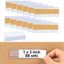 88Pcs Self Adhesive Label Holders Clear Plastic Wire Shelf and Price Tag Rack...