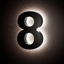 LLtronation 5" Backlit LED House Numbers, Stainless Steel, Outdoor Illuminated