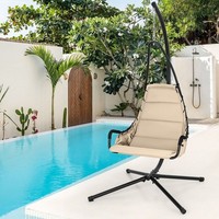 Hanging Chair Hammock Indoor Outdoor Swing Chair w/ Stand & Padded Seat
