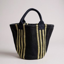 Urban Outfitters Yarn Woven Canvas Tote Bag Black Beach Vacation Resort Boho