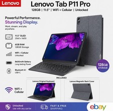 Lenovo Tab P11 Pro 128GB 11.5" Wi-Fi + CELLULAR UNLOCKED + keyboard - UK MODEL