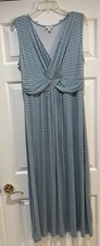 Talbots Petite Blue Multicolor Geo Print Poly Spandex Maxi Sleeveless Dress, Lp