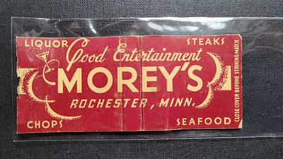 1930s Morey's Tavern Rochester, MN Matchbook Match Cover