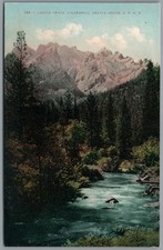 Postcard Castle Crags CA Shasta Route SPRR Rail Road Stream Edward H Mitchell