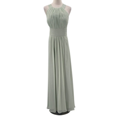 AW BRIDAL 10 L chiffon sage green Dorian bridesmaid party maxi dress NEW 0B15