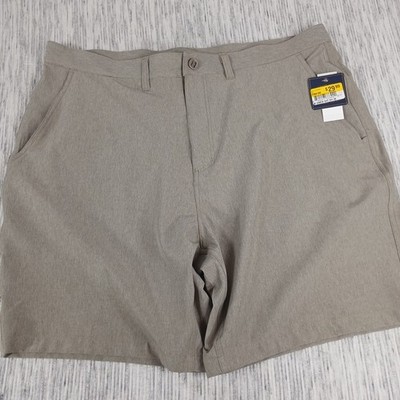 Threadgrit Shorts Mens 38 Khaki Brown Owen Crosshatch Performance Moisture Wick
