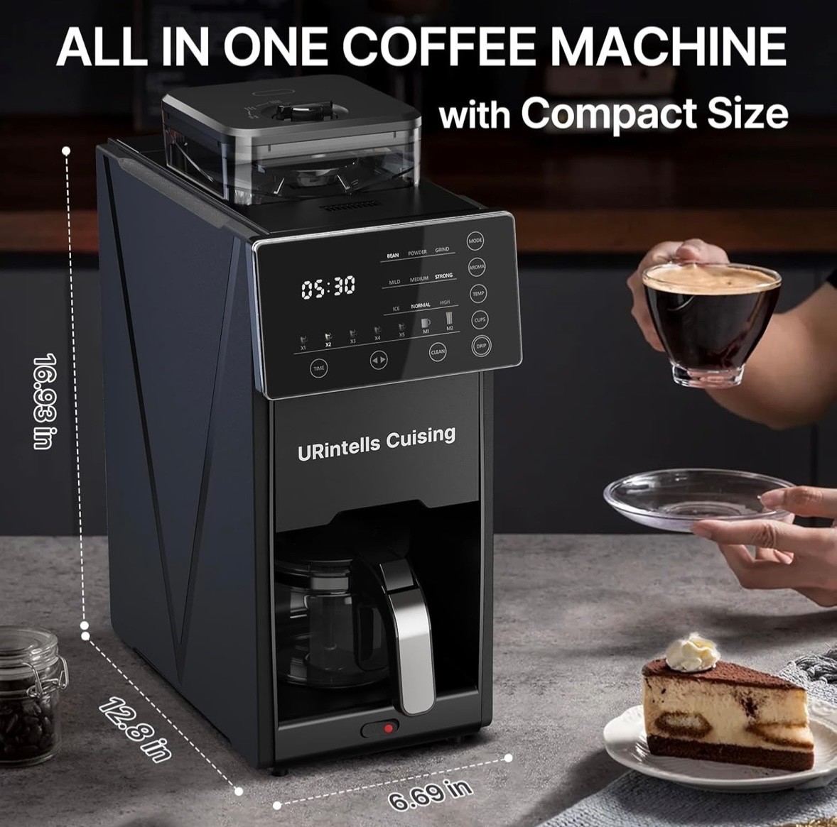 With Grinder, Programmable Hot And Cold Coffee